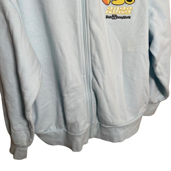 Disney Parks Mickey and Minnie Hoodie Zip Sweatshirt Adult XL Light Blue 2023 - Picture 7 of 8
